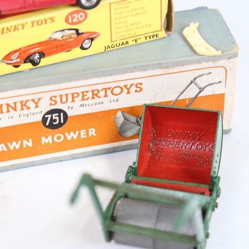 244 - 5 Dinky and Lesney boxed toys, including 751 lawnmower and 120 Jaguar E-Type