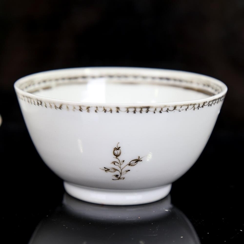 256 - A Chinese white glaze porcelain cup and saucer, with painted decoration, bowl diameter 9cm