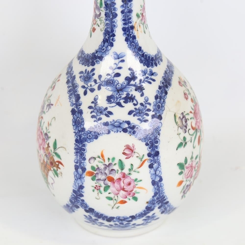 263 - A Chinese porcelain narrow-neck vase, polychrome painted floral panels, height 26cm