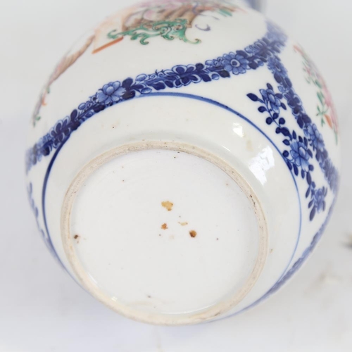 263 - A Chinese porcelain narrow-neck vase, polychrome painted floral panels, height 26cm