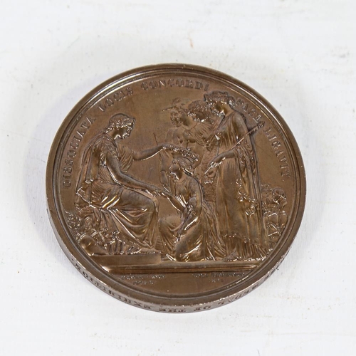 272 - A large 19th century relief cast bronze prize medallion, diameter 7.5cm