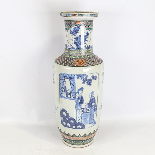 275 - A large Chinese porcelain vase, hand painted decoration, height 60cm