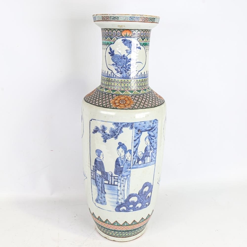 275 - A large Chinese porcelain vase, hand painted decoration, height 60cm