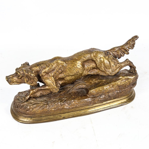 279 - A gilt patinated bronze sculpture of a Gundog, unsigned, circa 1920, length 28cm