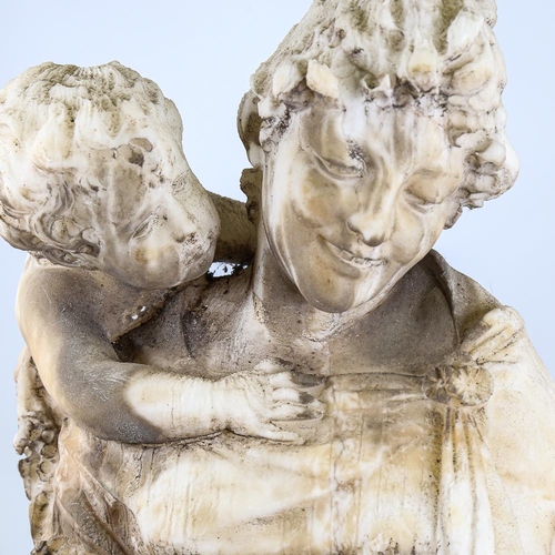 284 - A carved Italian marble bust of a woman and child, unsigned, height 66cm (A/F)