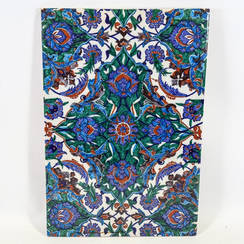 293 - A large 19th century Turkish Iznik pottery tile, 33cm x 48cm