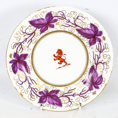 295 - A Worcester Flight Barr and Barr armorial plate, diameter 21cm