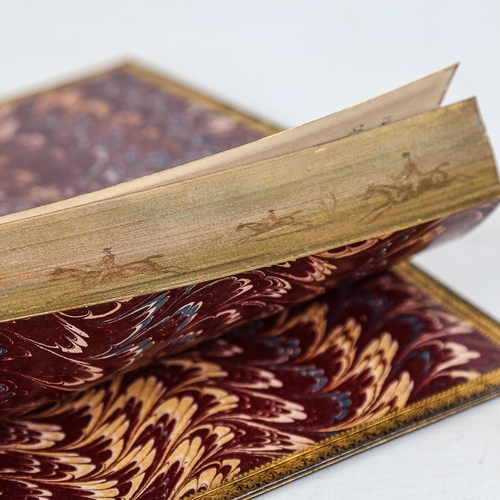 296 - A group of 3 Victorian leather-bound Classical books, fore-edge painted (2 double and 1 single)