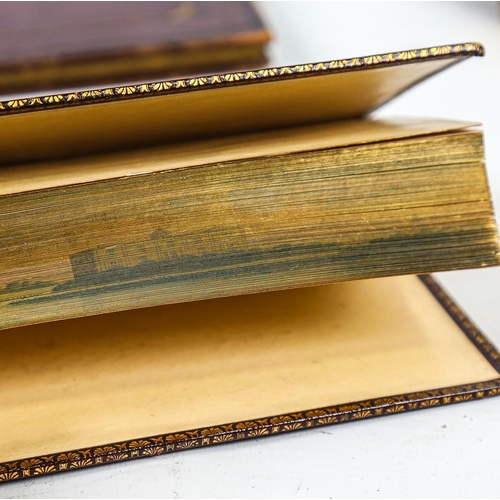 296 - A group of 3 Victorian leather-bound Classical books, fore-edge painted (2 double and 1 single)