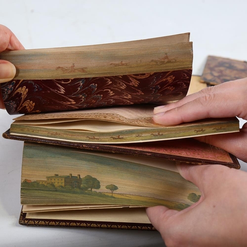 296 - A group of 3 Victorian leather-bound Classical books, fore-edge painted (2 double and 1 single)