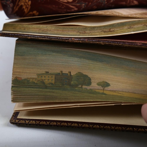 296 - A group of 3 Victorian leather-bound Classical books, fore-edge painted (2 double and 1 single)