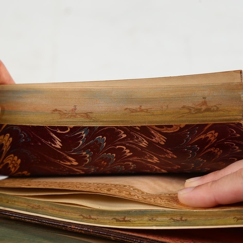 296 - A group of 3 Victorian leather-bound Classical books, fore-edge painted (2 double and 1 single)