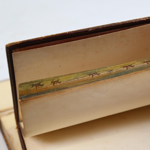 296 - A group of 3 Victorian leather-bound Classical books, fore-edge painted (2 double and 1 single)