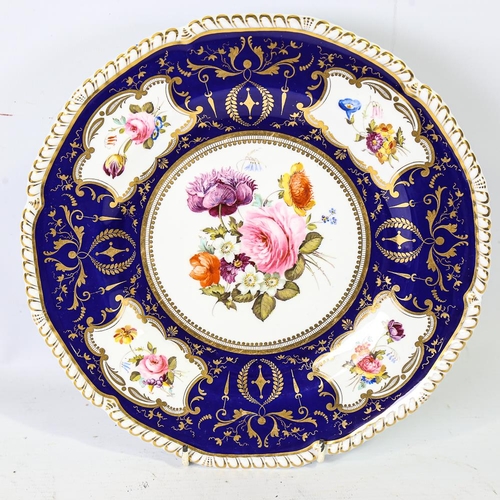 302 - A Crown Derby plate with painted botanical study, by Cuthbert Gresley, diameter 26cm