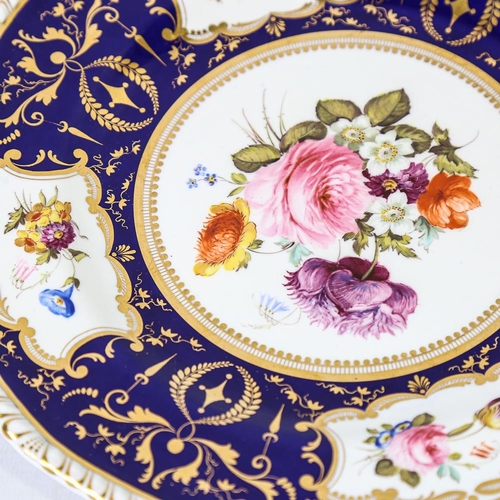 302 - A Crown Derby plate with painted botanical study, by Cuthbert Gresley, diameter 26cm