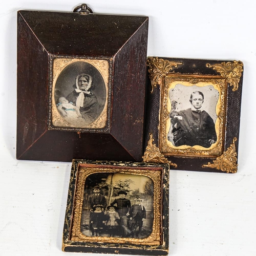 316 - 3 late 19th century silver print/daguerreotype portrait photographs, framed (3)