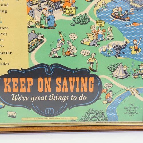 324 - Keep On Saving, an original National Savings Committee poster, framed, overall frame dimensions 76cm... 