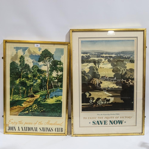 328 - 2 original National Savings Committee posters, framed, largest frame dimensions 85cm x 59cm