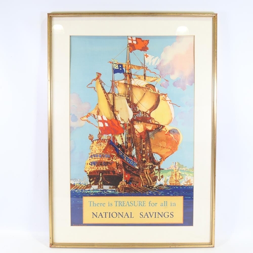 329 - There Is Treasure For All In National Savings, original National Savings Committee poster, framed, o... 