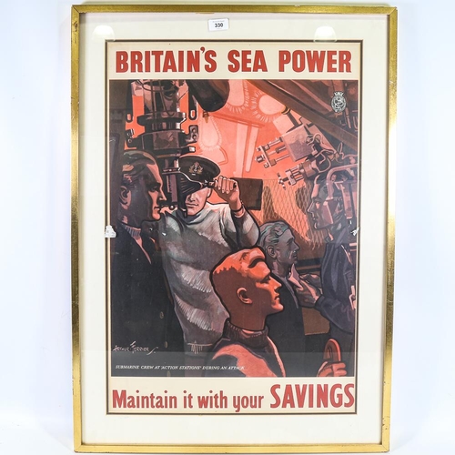 330 - Britain's Sea Power, Maintain It With Your Savings, original National Savings Committee poster, fram... 