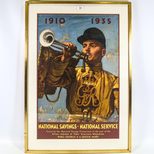 333 - National Savings - National Service, original National Savings Committee poster, framed, overall fra... 