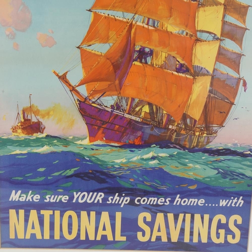 335 - Make Sure Your Ship Comes Home With National Savings, original National Savings Committee poster, fr... 