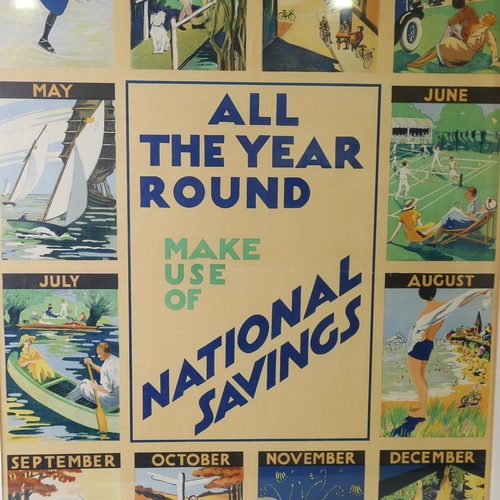 337 - 2 original National Savings Committee posters, framed, overall frame dimensions 89cm x 64cm