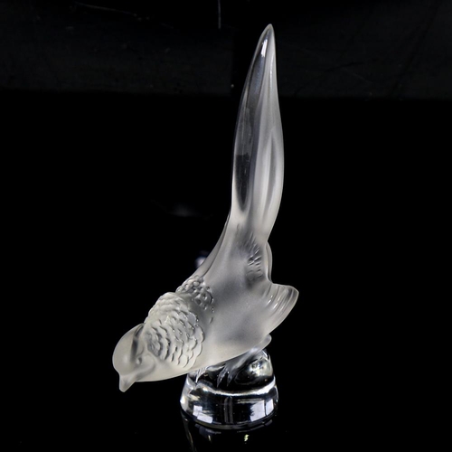 342 - R LALIQUE FRANCE - frosted glass pheasant, signed, height 9.5cm