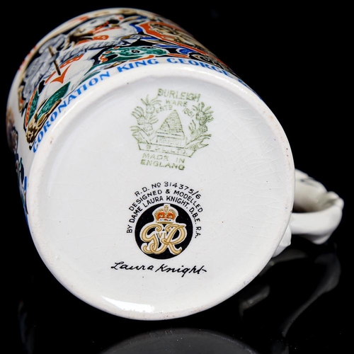 345 - Dame Laura Knight for Burleigh China, George VI 1937 Coronation mug, height 8cm