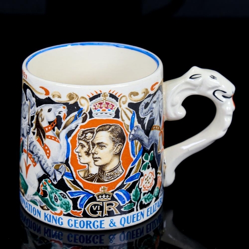 345 - Dame Laura Knight for Burleigh China, George VI 1937 Coronation mug, height 8cm