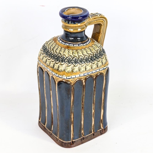 356 - A Doulton Lambeth stoneware square-section flagon with incised decoration, pattern no. 9506, height ... 