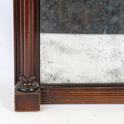 249 - A mahogany, Regency silver backed mirror with column supports, height 93cm