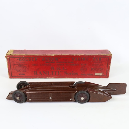 4 - Golden Arrow type bakelite racing car, AGL Ranlite Series, mahogany, in original box, circa 1931 (Si... 