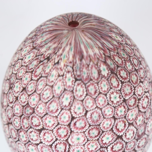 65 - A Millefiori glass table lamp with egg-shaped matching glass shade, overall height 42cm