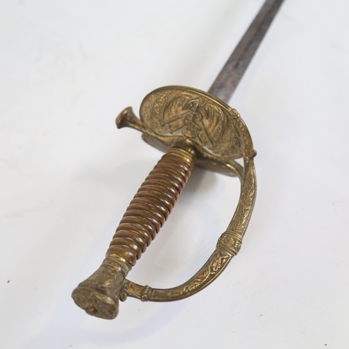 76 - An early 19th century French Napoleonic Officer's dress sword, with gilt-bronze hilt and horn grip