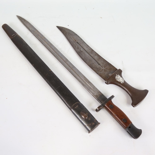 77 - A Middle Eastern dagger with steel handle, overall length 36cm, and a First World War Period sword b... 