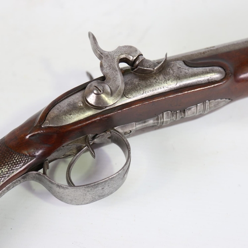 80 - An early 19th century double-barrelled percussion sporting gun, circa 1800, signed Bouillet, carved ... 