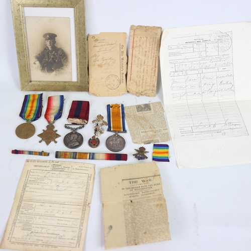 85 - A First World War DCM group of 4 Service medals, awarded to 1854 Gnr Hubert Crowther MMGS (Motor Mac... 
