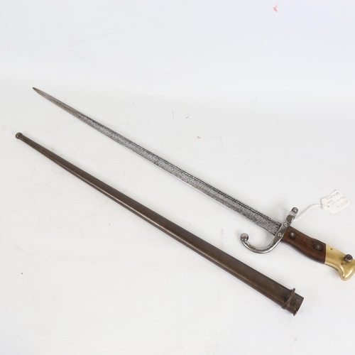 89 - A French 1874 pattern sword bayonet, Francois Louis Henry Chatelleraut, original metal scabbard