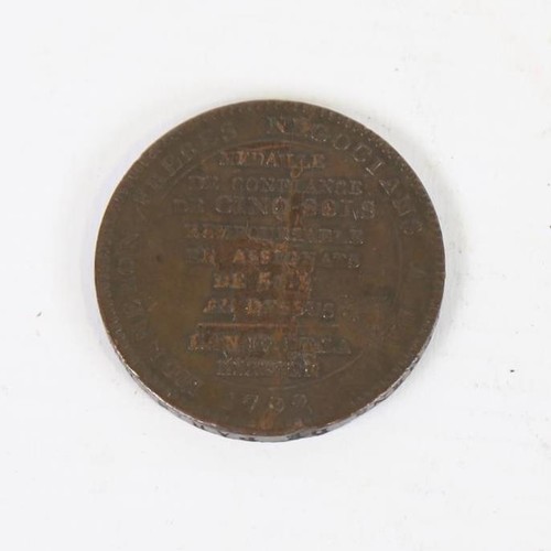 96 - A French 1792 commemorative copper token medal, commemorating the Festival of the Federation 1790, b... 