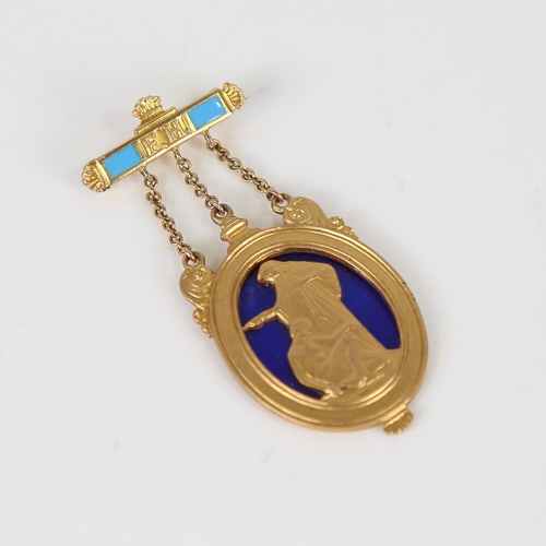 601 - An early 20th century 9ct gold blue enamel Masonic brooch, by Spencer & Co, hallmarks Birmingham 193... 