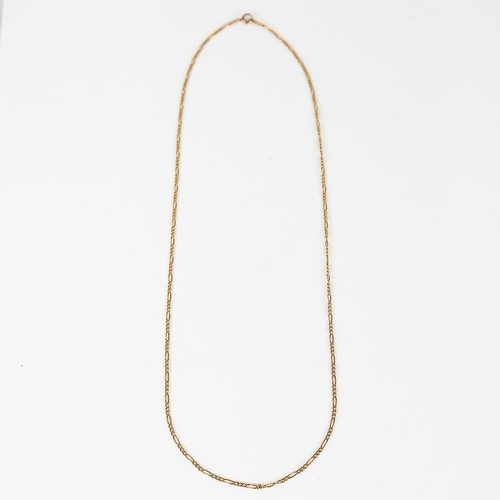 611 - An 18ct gold figaro link chain necklace, chain length 60cm, 5.8g