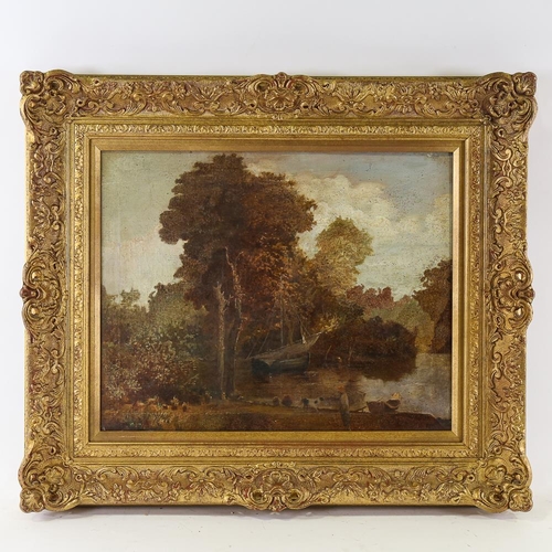 1767 - 19th century oil on canvas, country scene, unsigned, 41cm x 51cm, framed