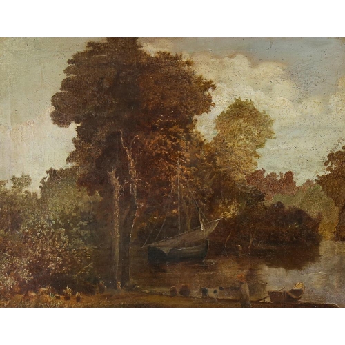 1767 - 19th century oil on canvas, country scene, unsigned, 41cm x 51cm, framed