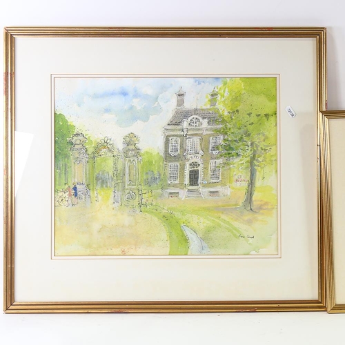 1770 - Nina Carroll, 2 watercolours, Continental villa, 38cm x 46cm, and street corner, 24cm x 34cm, framed... 