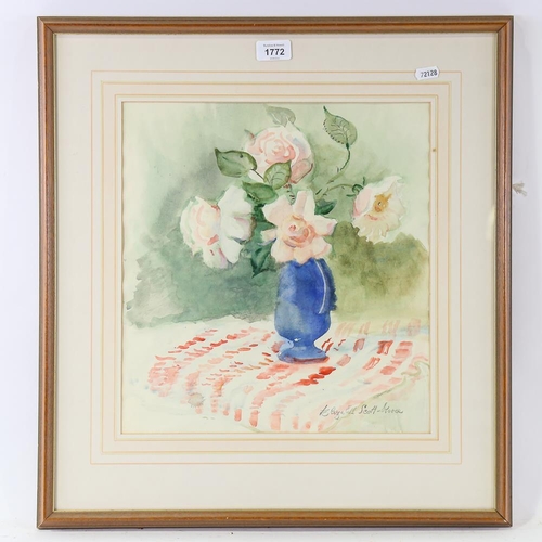 1772 - Elizabeth Scott-Moore, watercolour, impressionist still life, signed, 36cm x 34cm, framed