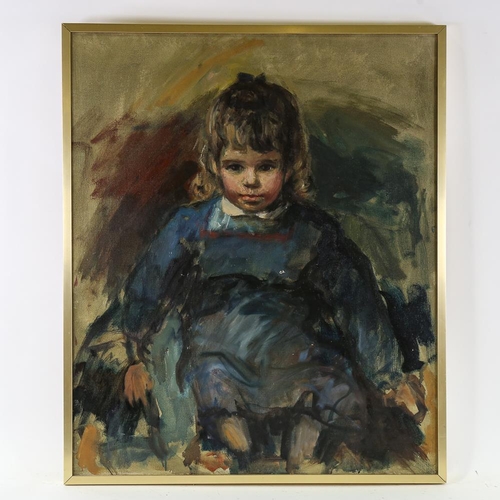 1773 - Early 20th century oil on canvas, portrait of a child, unsigned, 75cm x 63cm, framed