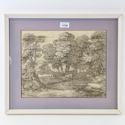 1778 - After John Constable, soft ground etching, cattle in a clearing, printed from the original plates, l... 