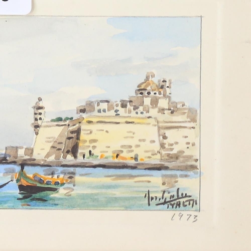 1780 - Joseph Galea, pair of watercolours, Malta Grand Harbour and Sliema Harbour, signed and dated 1973, 9... 