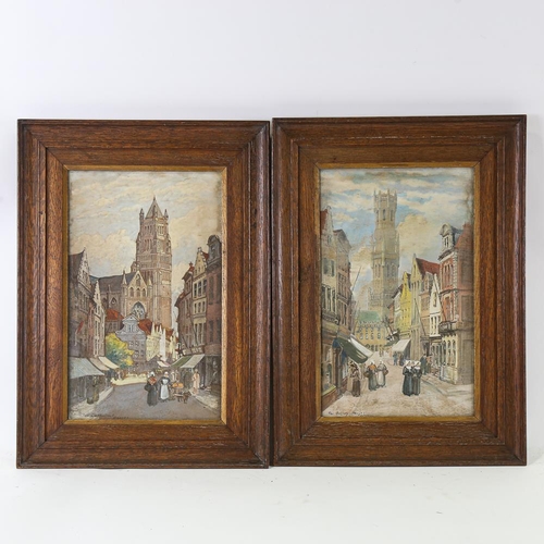 1781 - A pair of gouache paintings circa 1900, views of Bruges, unsigned, 33cm x 20cm, framed